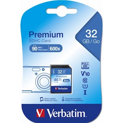 VERBATIM 32GB 90MB/S SD CARD CLASS 10 FULL HD